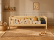 Lit simple 80x160 en bois avec grand tiroir et barrières – Lit Doudou
