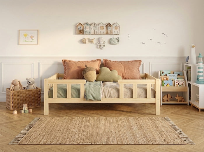Lit double gigogne en bois avec larges barrières 140x200 – Lit Farandole