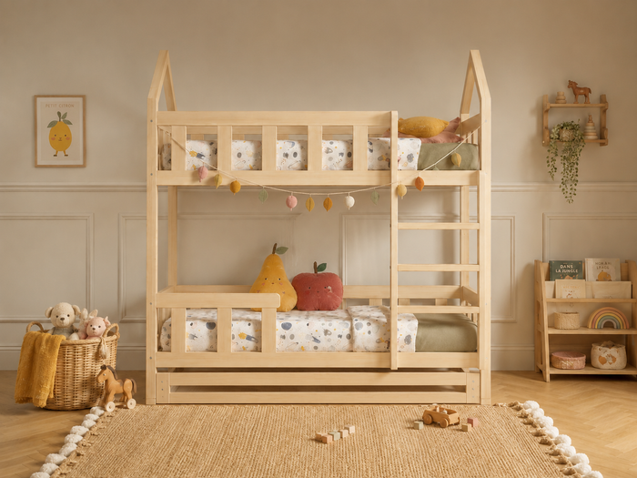 Lit Superposé Enfant en Bois Massif