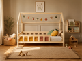 Lit double enfant en bois avec toit cabane et tiroir 140x200 – Lit Doudou