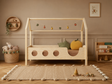 Lit double enfant en bois en forme de maison avec toit façon cabane 120x200 – Lit Cocon