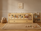 Lit simple 80x160 en bois avec grand tiroir et barrières – Lit Doudou