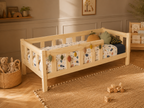 Lit simple 80x160 en bois avec grand tiroir et barrières – Lit Doudou