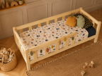 Lit simple 80x160 en bois avec grand tiroir et barrières – Lit Doudou