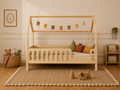 Lit double en bois en forme de maison avec toit cabane 120x200 – Lit Tendre Cocon