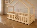 Lit double cabane en bois forme maison 120x200 – Lit Cocon