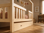 Lit double enfant en bois façon cabane avec barrières et tiroir 140x200 – Lit Nuage