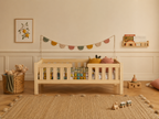 Lit simple en bois avec tiroir de rangement et barrières 90x190 – Lit Bulle