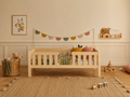 Lit simple 80x160 en bois avec barrières de protection verticales – Lit Câlin
