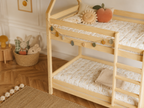 Lit superposé en bois avec toits façon cabane 90x190 – Lit Lucioles