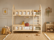 Lit superposé cabane 80x160 en bois avec barrières de sécurité et échelle – Lit Lucioles