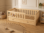 Lit enfant en bois avec barrières protectrices et tiroir 90x190 – Lit Berceuse