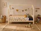 Lit double enfant en bois façon cabane avec barrières et tiroir 140x200 – Lit Doudou