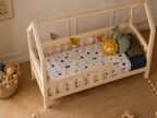 Lit double enfant en bois façon cabane avec barrières et tiroir 140x200 – Lit Doudou