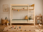 Lit superposé en bois naturel avec échelle droite 90x190 – Lit Nuage