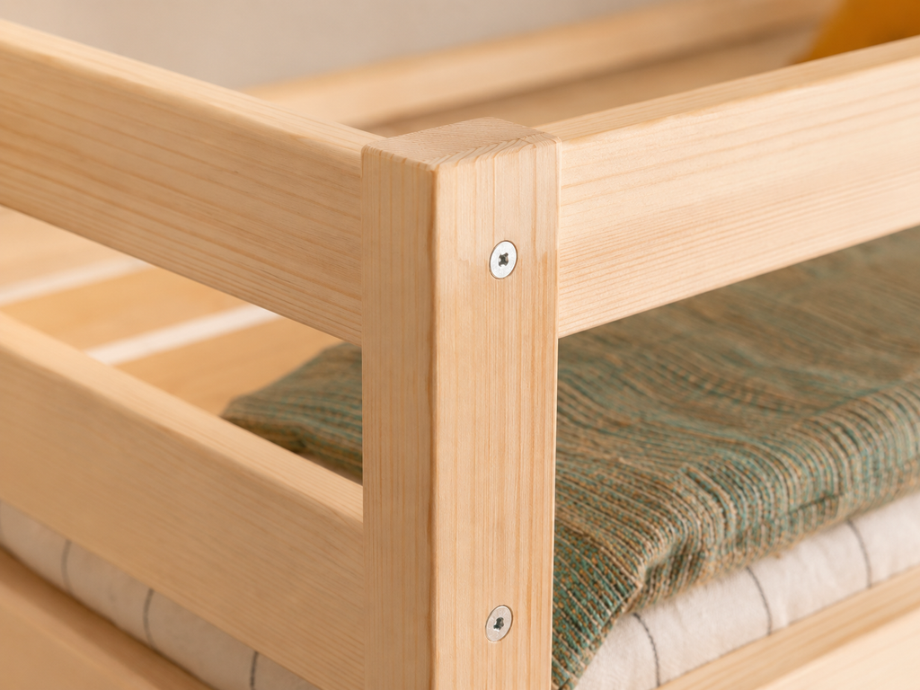Lit superposé 80X160 en bois avec échelle pratique et structure robuste – Lit Étoilé