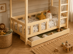 Lit superposé 80x160 en bois avec échelle et barrières de sécurité – Lit Boréal