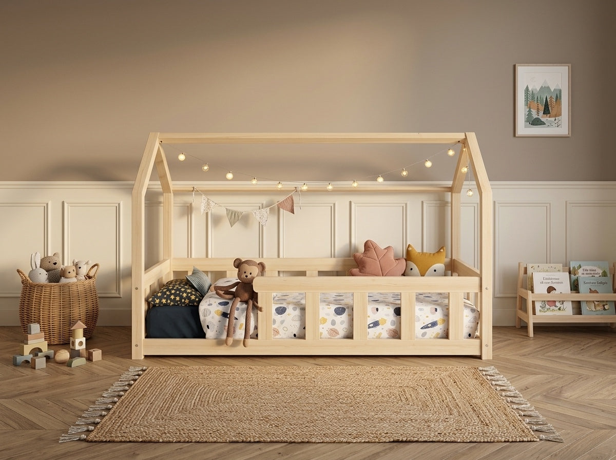 Lit cabane en bois en forme de maison 80x160 – Lit Cocon