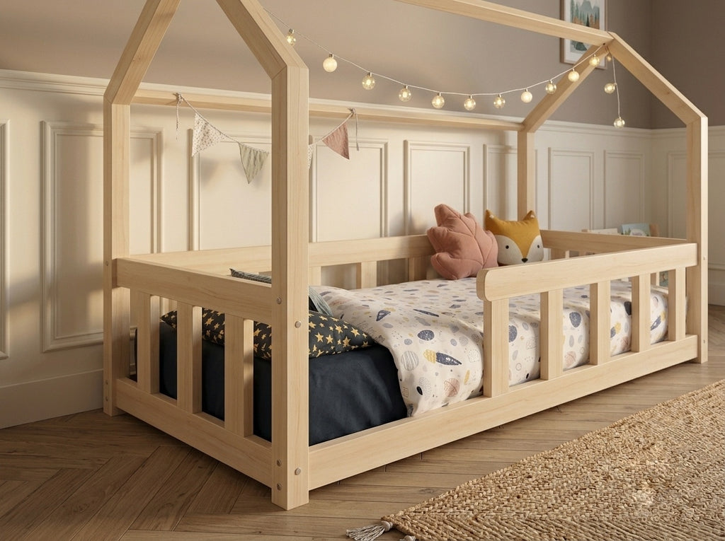 Lit cabane en bois en forme de maison 80x160 – Lit Cocon