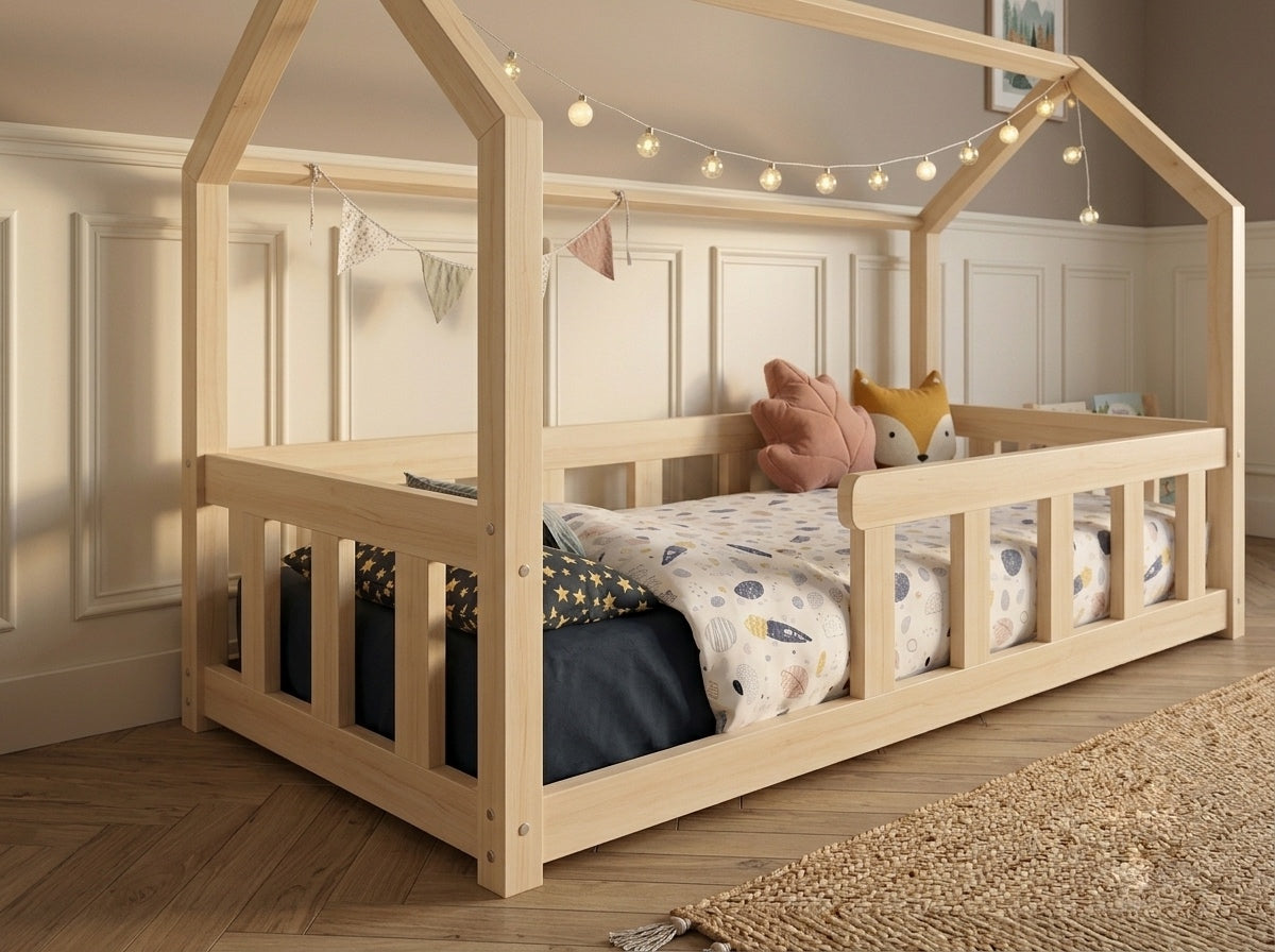 Lit cabane en bois en forme de maison 90x190 – Lit Cocon