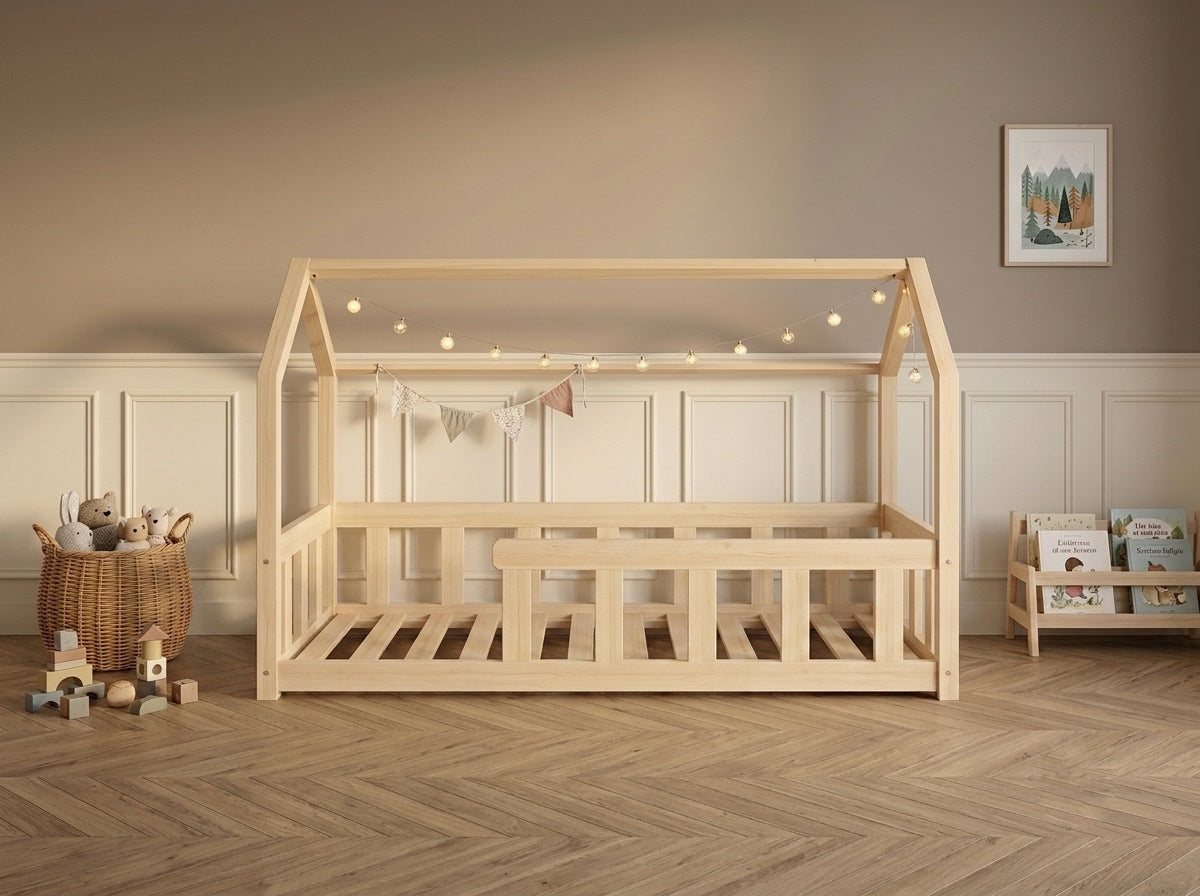 Lit cabane en bois en forme de maison 80x160 – Lit Cocon