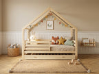 Lit cabane en bois en forme de maison avec tiroir 90x190 – Lit Étoilé
