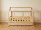 Lit cabane en bois en forme de maison avec tiroir 90x190 – Lit Tendresse
