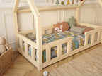 Lit cabane en bois en forme de maison style cottage 80x160 – Lit Farandole