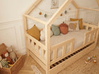 Lit cabane en bois en forme de maison avec tiroir 80x160 – Lit Lucioles