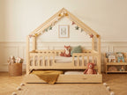 Lit cabane enfant en bois en forme de maison 80x160 cm – Lit Cocon