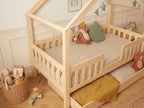 Lit cabane enfant en bois en forme de maison 80x160 cm – Lit Cocon