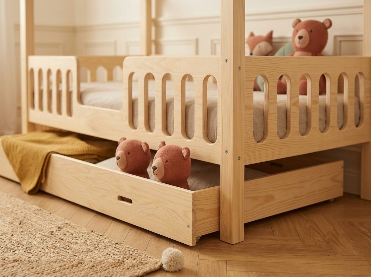 Lit cabane enfant en bois en forme de maison 80x160 cm – Lit Cocon
