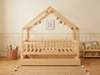 Lit cabane en bois en forme de maison avec tiroir 90x190 – Lit Farandole