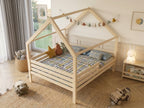 Lit double enfant en bois avec toit façon cabane 140x200 – Lit Petit Nid