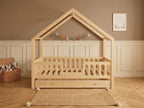 Lit double en bois en forme de maison avec barrières 120x200 – Lit Cocon