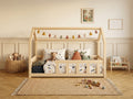 Lit double enfant en bois avec toit façon cabane 120x200 – Lit Cocon