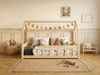 Lit double enfant en bois façon cabane avec barrières 140x200 – Lit Bulle