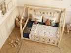 Lit double enfant en bois avec toit façon cabane 120x200 – Lit Cocon