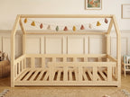 Lit double enfant en bois avec toit façon cabane 120x200 – Lit Cocon