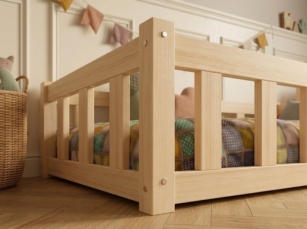 Lit enfant en bois façon nid douillet ras du sol 90x190 – Lit Cocon