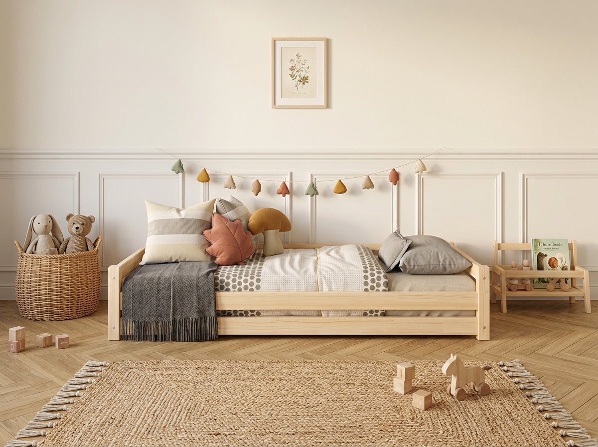 Lit simple Montessori 80x160 en bois au design bas épuré – Lit Clair de Lune