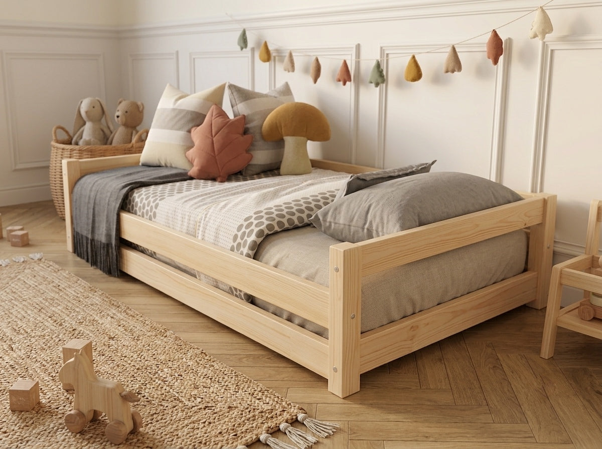 Lit enfant en bois ras du sol style Montessori 90x190 – Lit Nuage