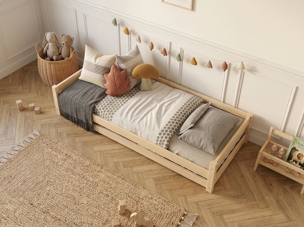 Lit simple Montessori 80x160 en bois au design bas épuré – Lit Clair de Lune