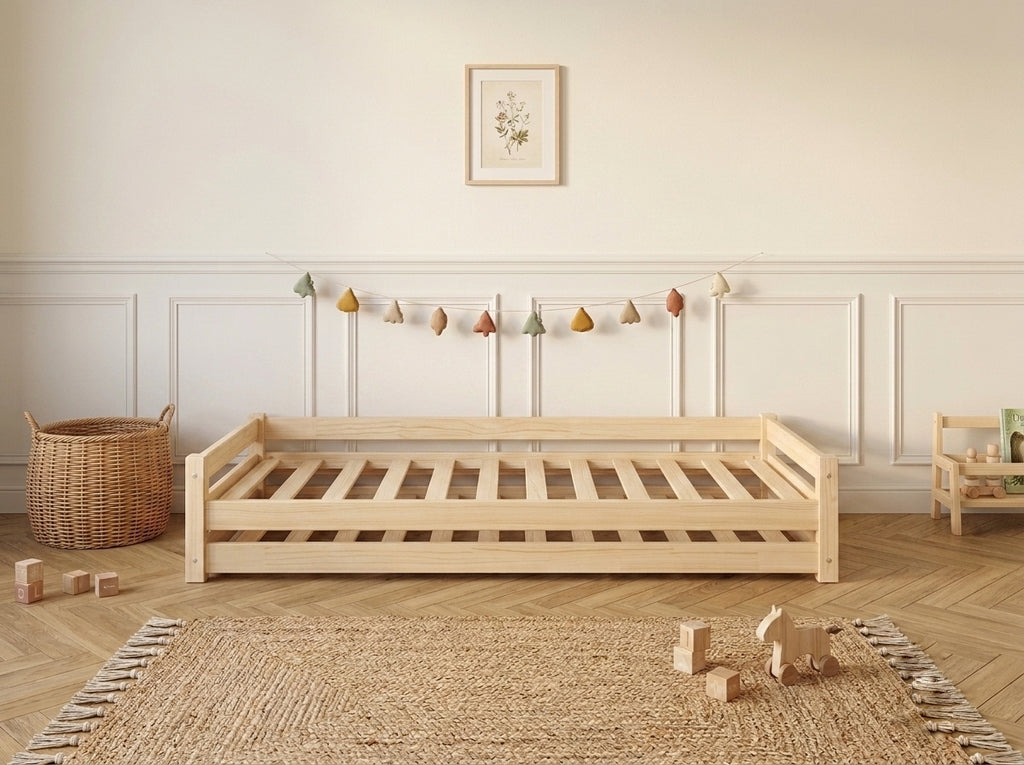 Lit simple Montessori 80x160 en bois au design bas épuré – Lit Clair de Lune