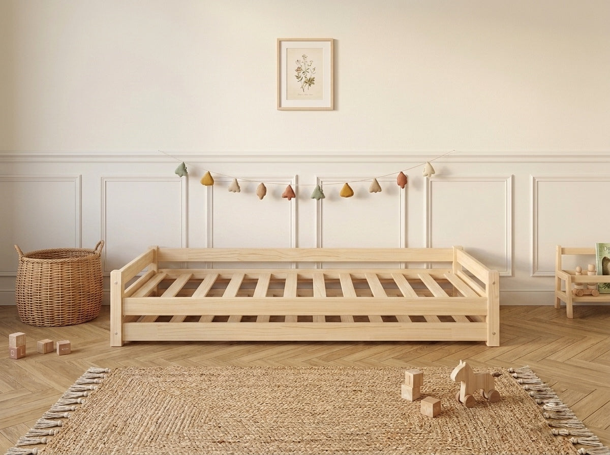 Lit simple Montessori 80x160 en bois au design bas épuré – Lit Clair de Lune