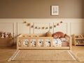 Lit enfant en bois ras du sol avec barrières horizontales 90x190 – Lit Petit Nid