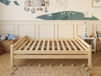 Lit double 120x200 en bois avec structure basse et chaleureuse – Lit Rêverie