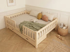 Lit double 120x200 en bois avec barrières de sécurité et jolies finitions – Lit Aurore