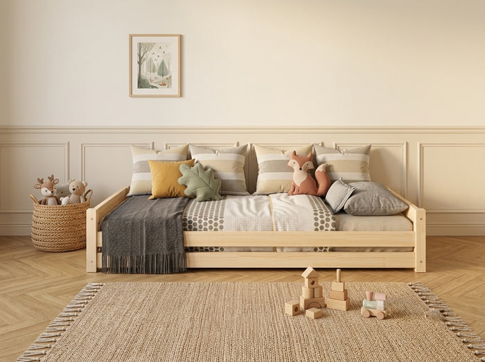 Lit double Montessori 120x200 en bois avec couchage bas et élégant – Lit Coquillage