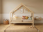 Lit cabane en bois en forme de maison avec tiroir 90x190 – Lit Étoilé